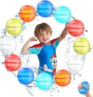 12 Stück Wiederverwendbare Wasserballons, Eine Sekunde Schnellfüller Wasserbomben Bomben Set, Wasserspielzeug Pool Spielzeug Strandspielzeug für Sommer