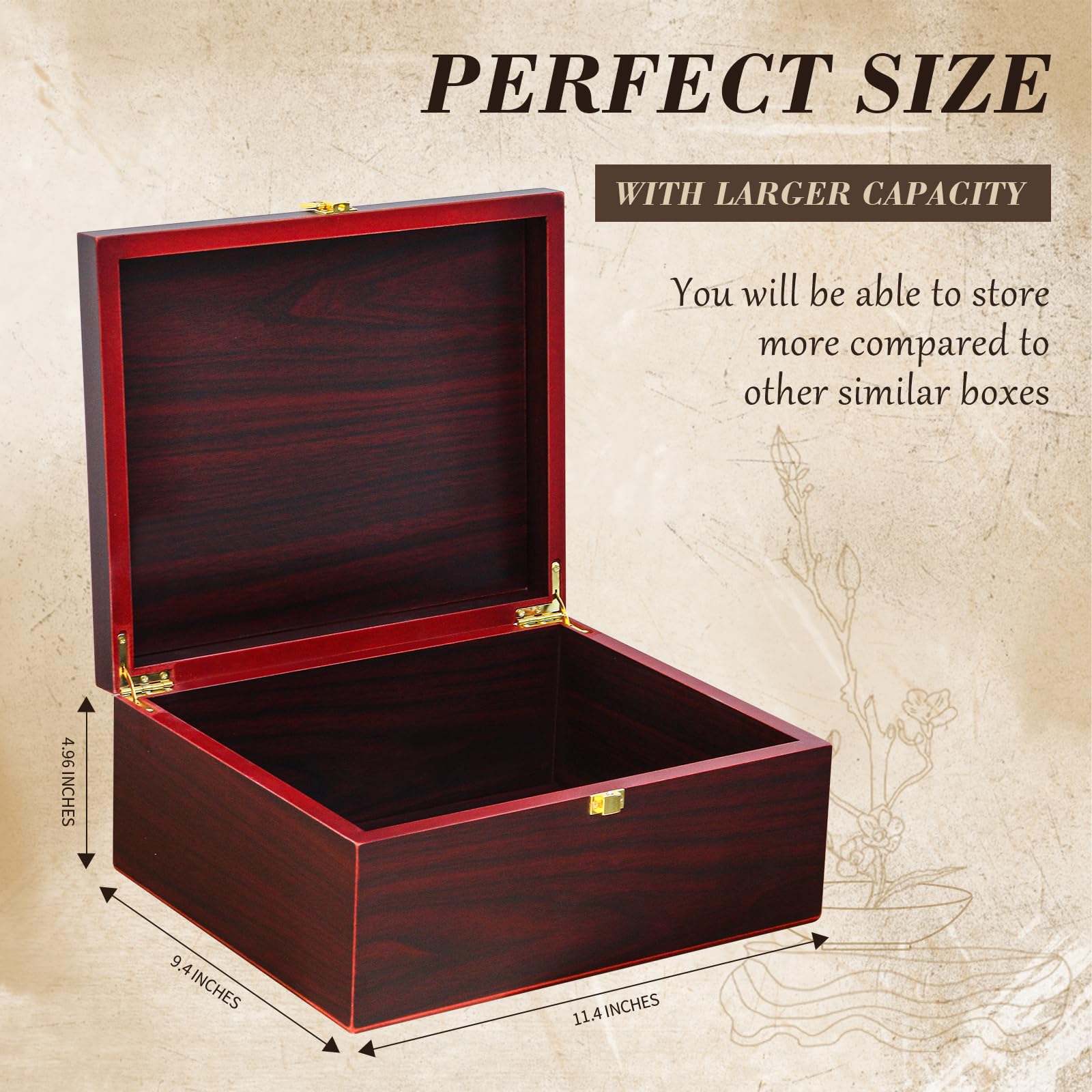 Caja de recuerdos de madera, cajas decorativas de madera con tapas/cajas de recuerdo con tapas, cajas de almacenamiento decorativas de madera con tapas, caja conmemorativa (árbol de la vida, grande)