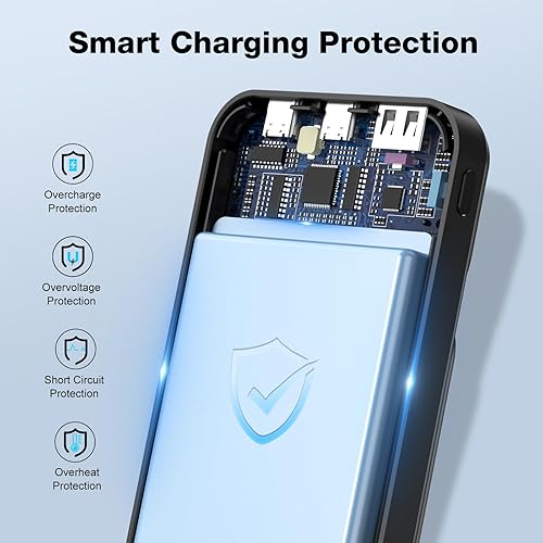 Miniatura 4 de Cargador portátil de 10000 mAh con cable incorporado, PD 22.5 W de carga rápida USB C, batería USB C para teléfono celular, pantalla LCD para iPhone