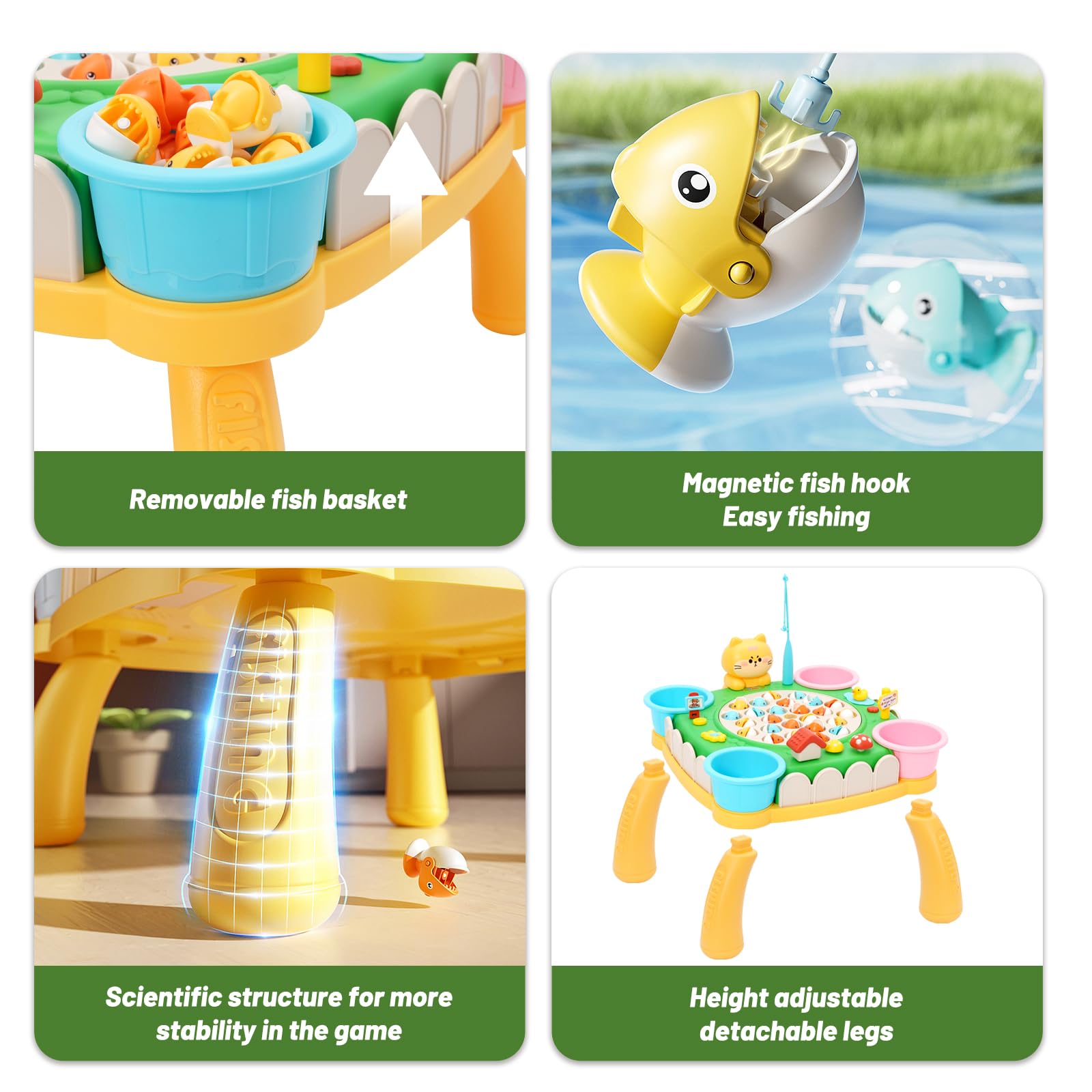 Gioco Pesca Bambini con 35 Pesciolini e 8 Canna da Pesca, Musicale Gioco Pesca Pesci, Montessori Giochi Educativo Interattivi Regalo per Ragazzo Ragazza 3 4 5 6 Anni