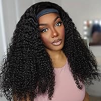 Vista 22 de Aiterina - Peluca de diadema de onda profunda con cabello humano para mujeres negras, cabello remy brasileño, sin pegamento, sin encaje frontal