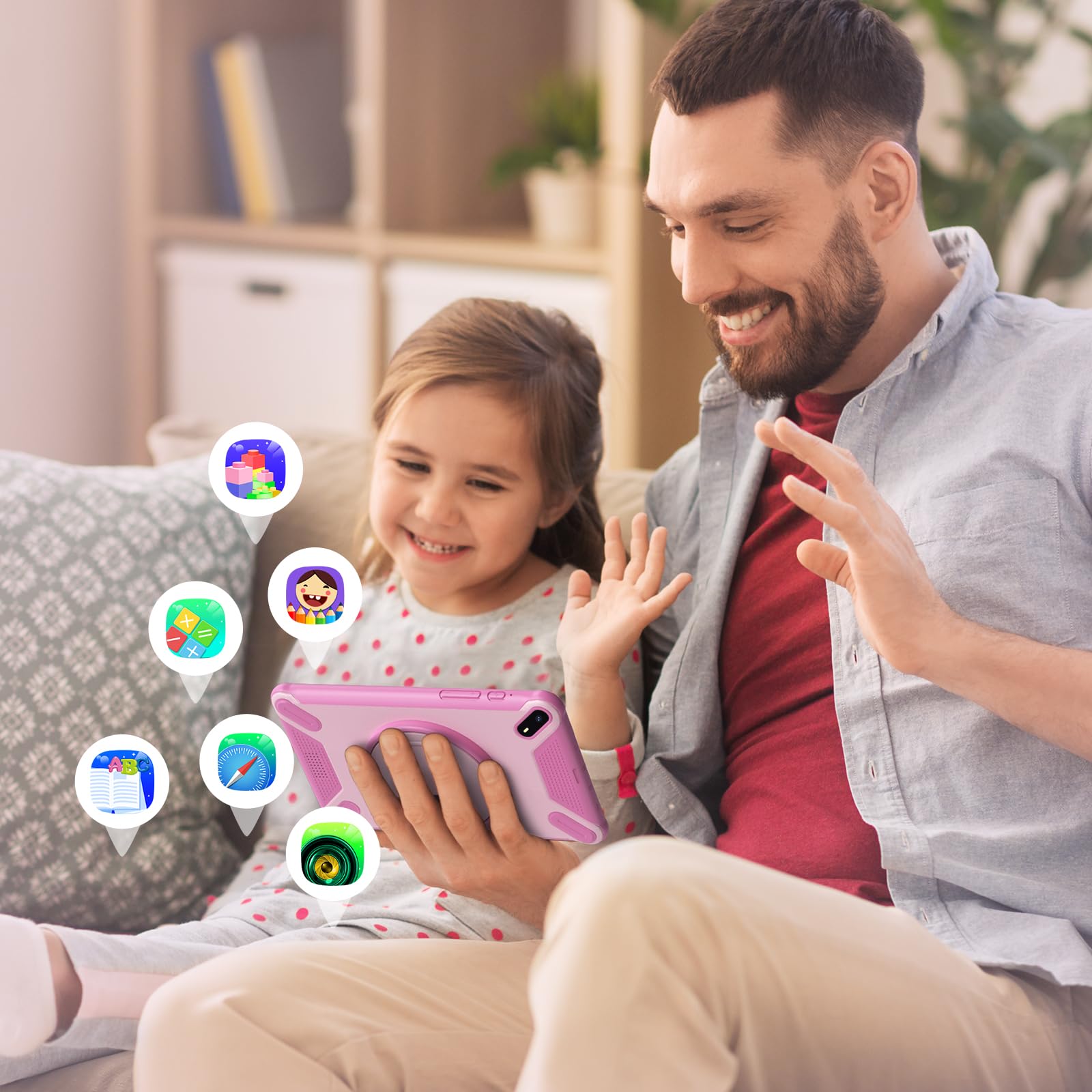 Genérico Tablet 7 Pulgadas Android 15 Tableta 5G WiFi,36 GB RAM+128GB ROM,6580mAh,Rosa