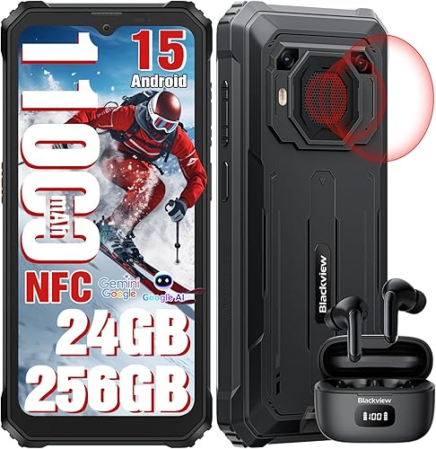 Blackview BV6200Plus Teléfono resistente Android 15, 98dB Super Altavoz 11000mAh, 24GB+256GB2TB Smartphone resistente desbloqueado, 6.56" HD+ 90Hz