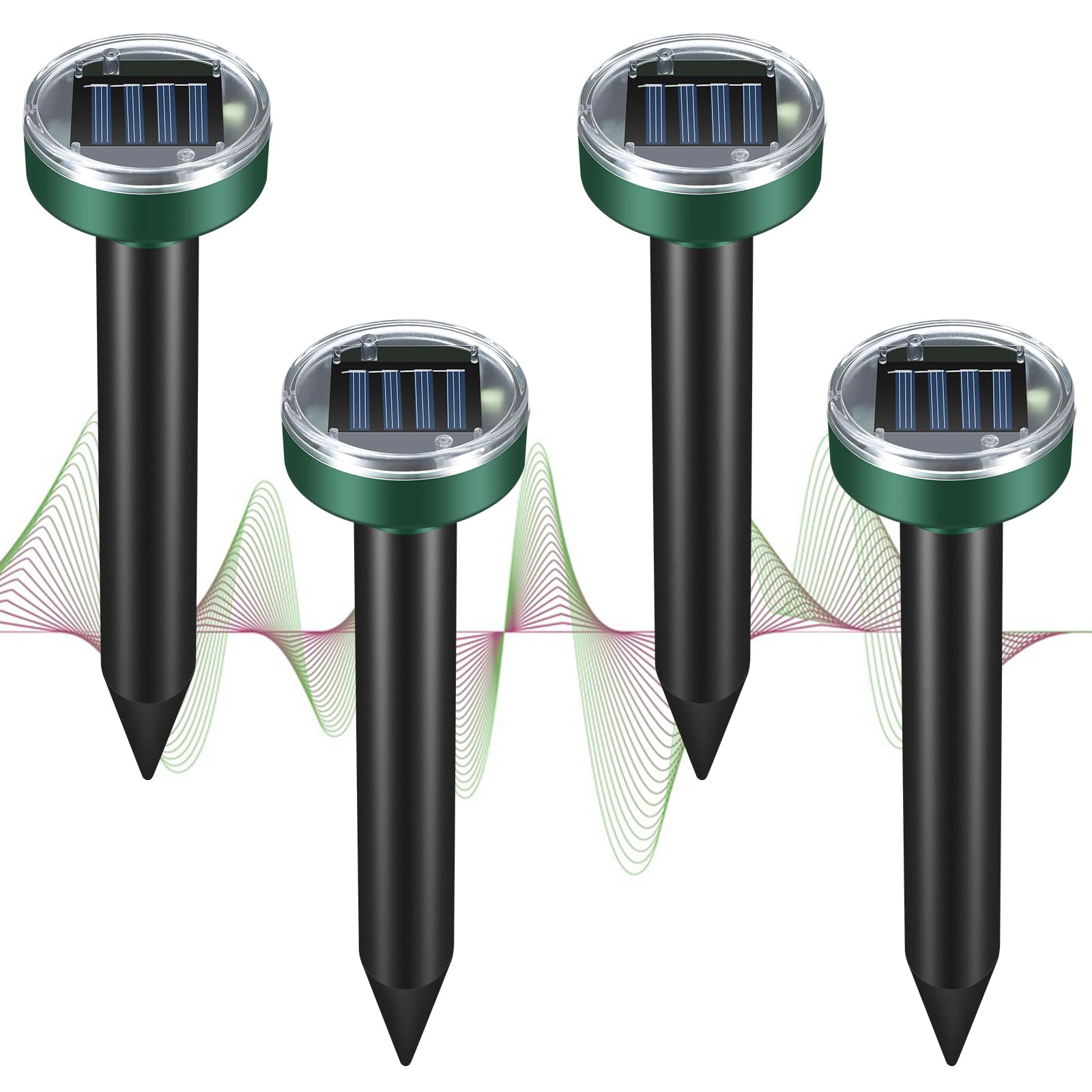 Mole Repellent for Lawns - Ultrasonic Gopher Repellent Solar Powered for Garden,Yard - Waterproof Sonic Mole Spike for Snake,Chipmunk,Outdoor Pest Control Vole Deterrent