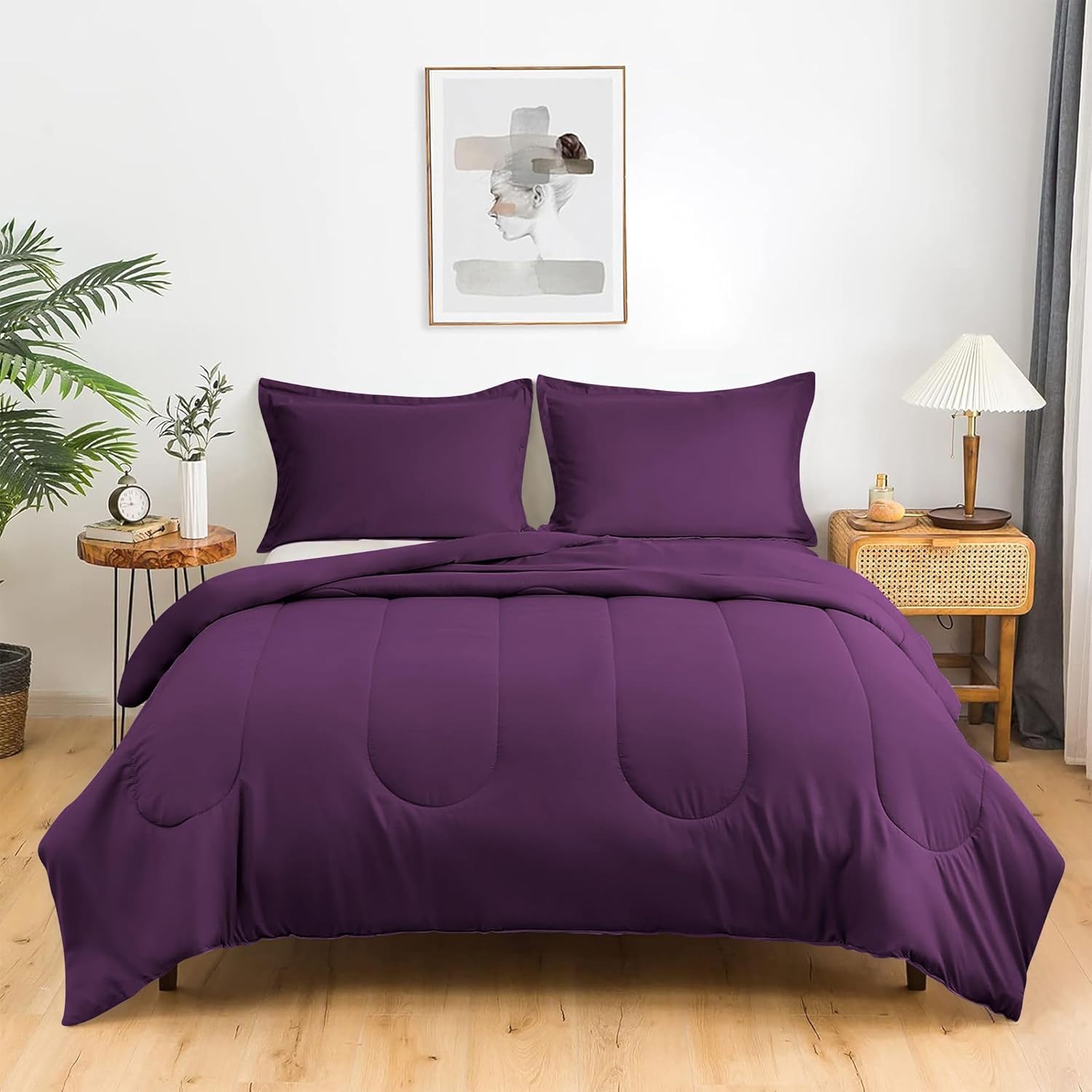 1 Piece Luxury Thicker Design Comforter, 300 GSM All Season, 500-TC 100% Egyptian Cotton - Twin/Twin-XL Size (68 x 90) Inches, 1pc Comforter Only, (Plum)