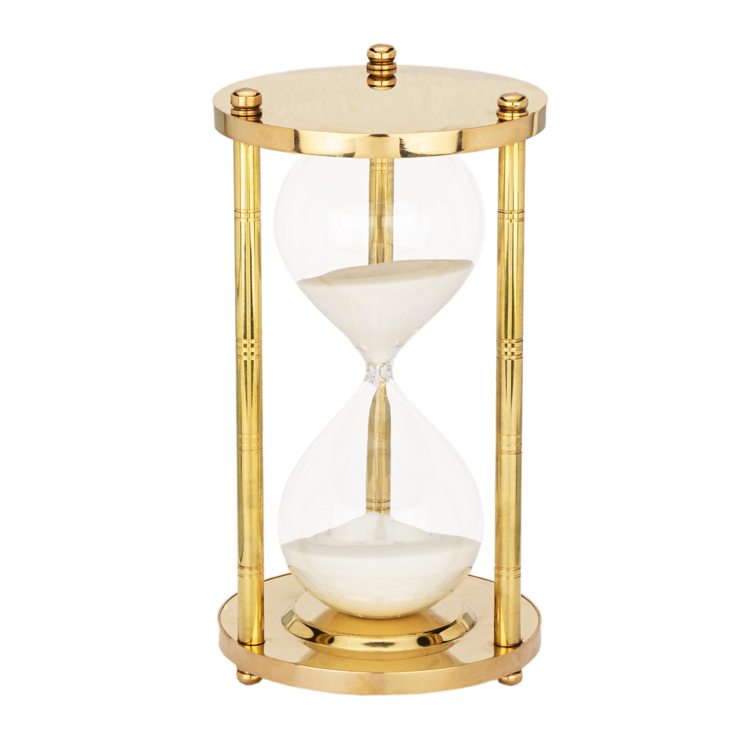 NKlaus Nautical Hourglass 3 Columns Brass 60 Minutes 22 x 12 cm Hourglass Maritime Decoration 14994, 22x12cm