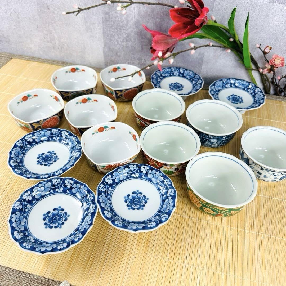 Amazon.co.jp: 有田焼 竹斎＆藍楽 小鉢 珍味揃 計15点豪華セット