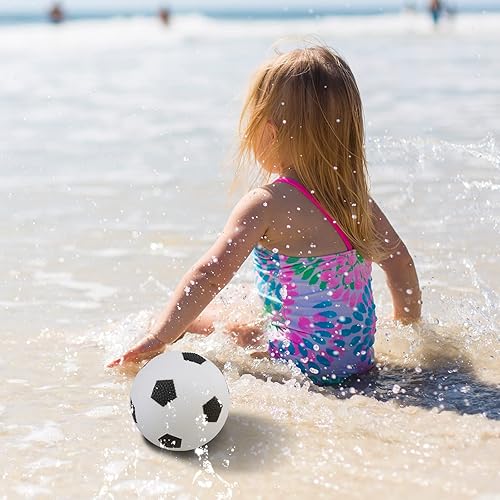 Miniatura 5 de AIEX 10 mini balón de fútbol de goma, inflable de 4 pulgadas con inflador, mini pelota de fútbol para niños que juegan haciendo ejercicio (negro y