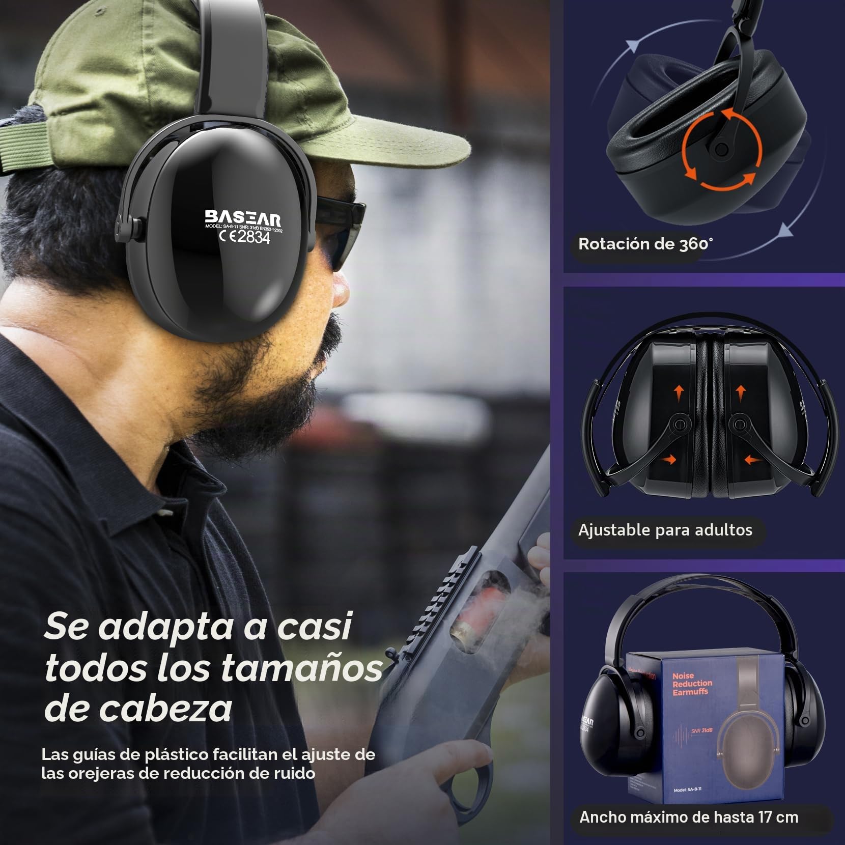 Protección auditiva, reducción de ruido (Dark-snr 36db)