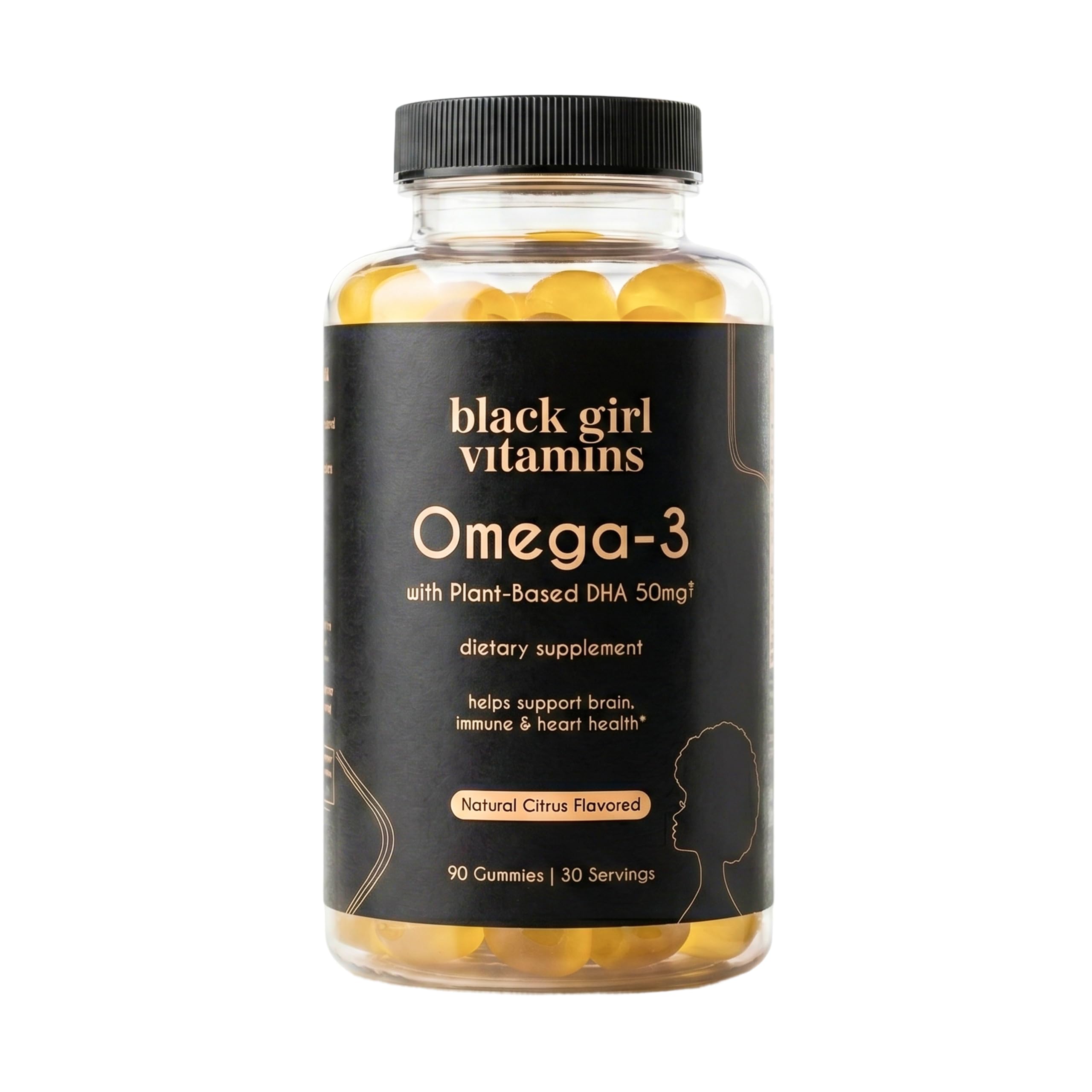 Black Girl Vitamins Suplemento de Ômega-3 com EPA e DHA, 90 gomas