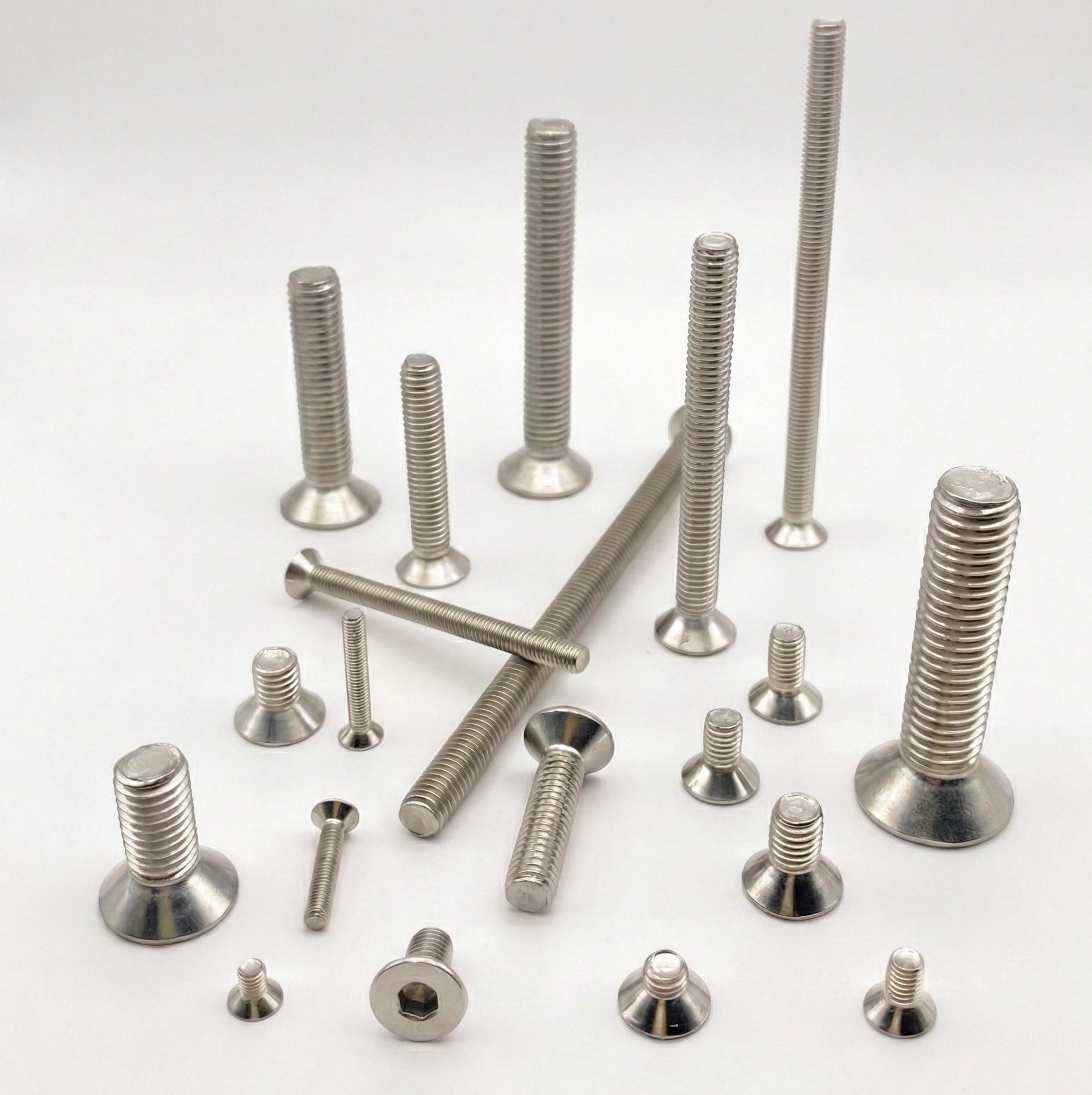Tornillos INOX M6x30 mm con cabeza avellanada BTR Ø 6x30 mm | Tornillo M6 x 30mm FHC de 6 ranuras huecas (llave Allen) | Acero Inoxidable A2-70 (V2A/304) | ISO 10642 / DIN 7991: LOTE DE 100 Piezas