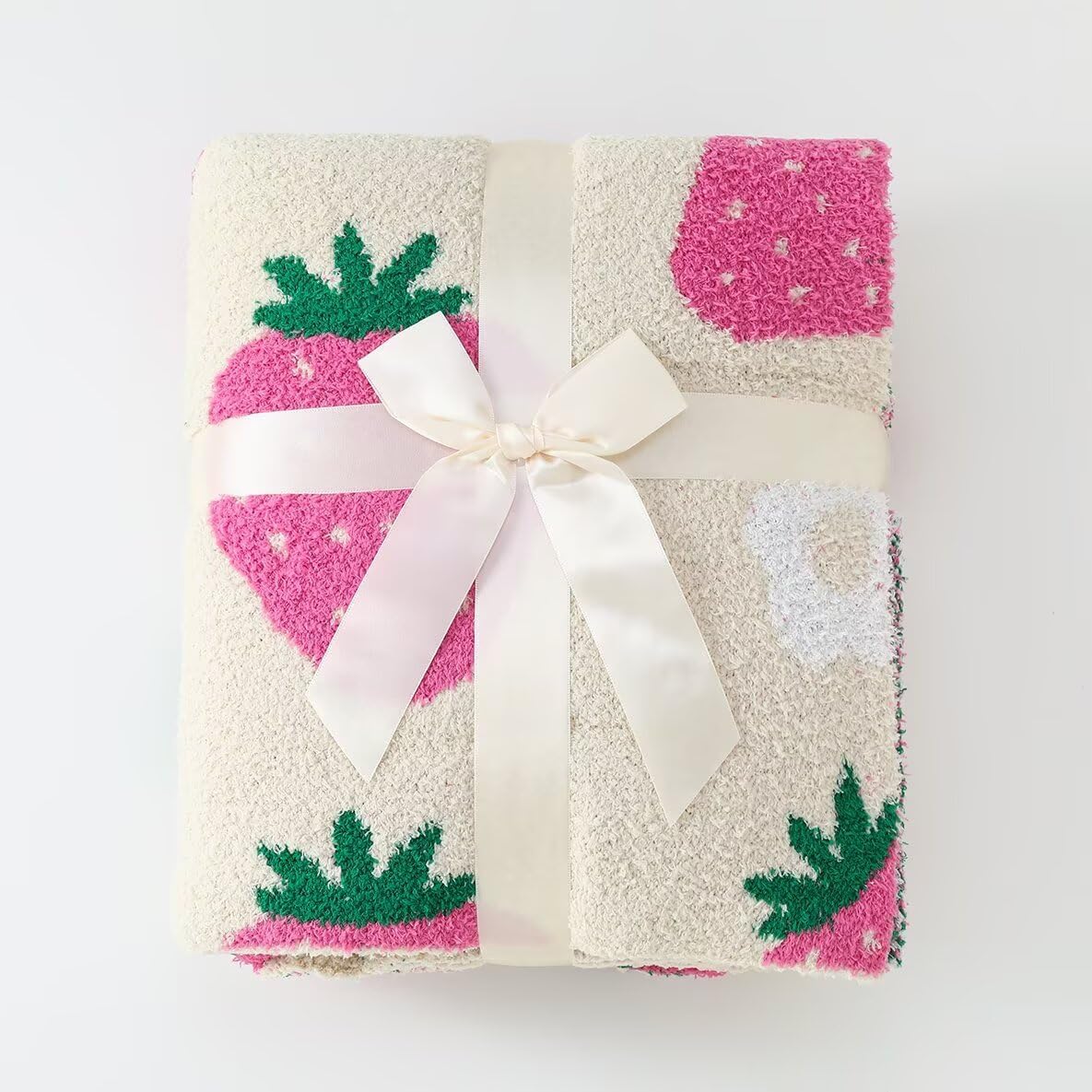 Cute Strawberry Throw Blanket for Kids Girls, Soft Fleece Pink Throw Home Decor for Women Teens as Birthday Gifts Cozy Fruit Pattern Blankets for Couch Sofa Bed Camping, 51x63 inches - Image 2