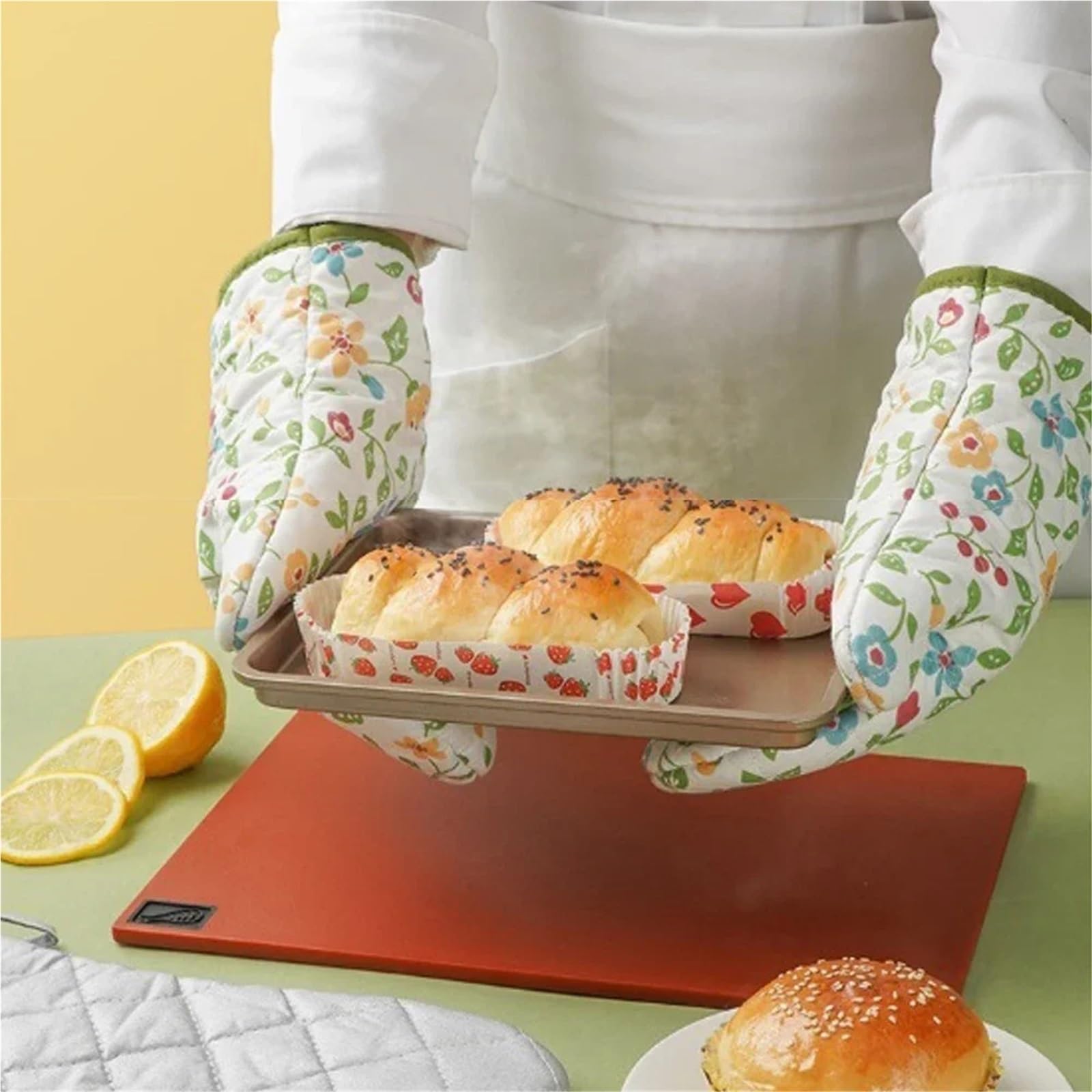Guanto da forno Cottura isolata Guanti addensati resistenti al calore Terylene antiscivolo antiscottatura Accessori cucina per Cucinare, Grigliare