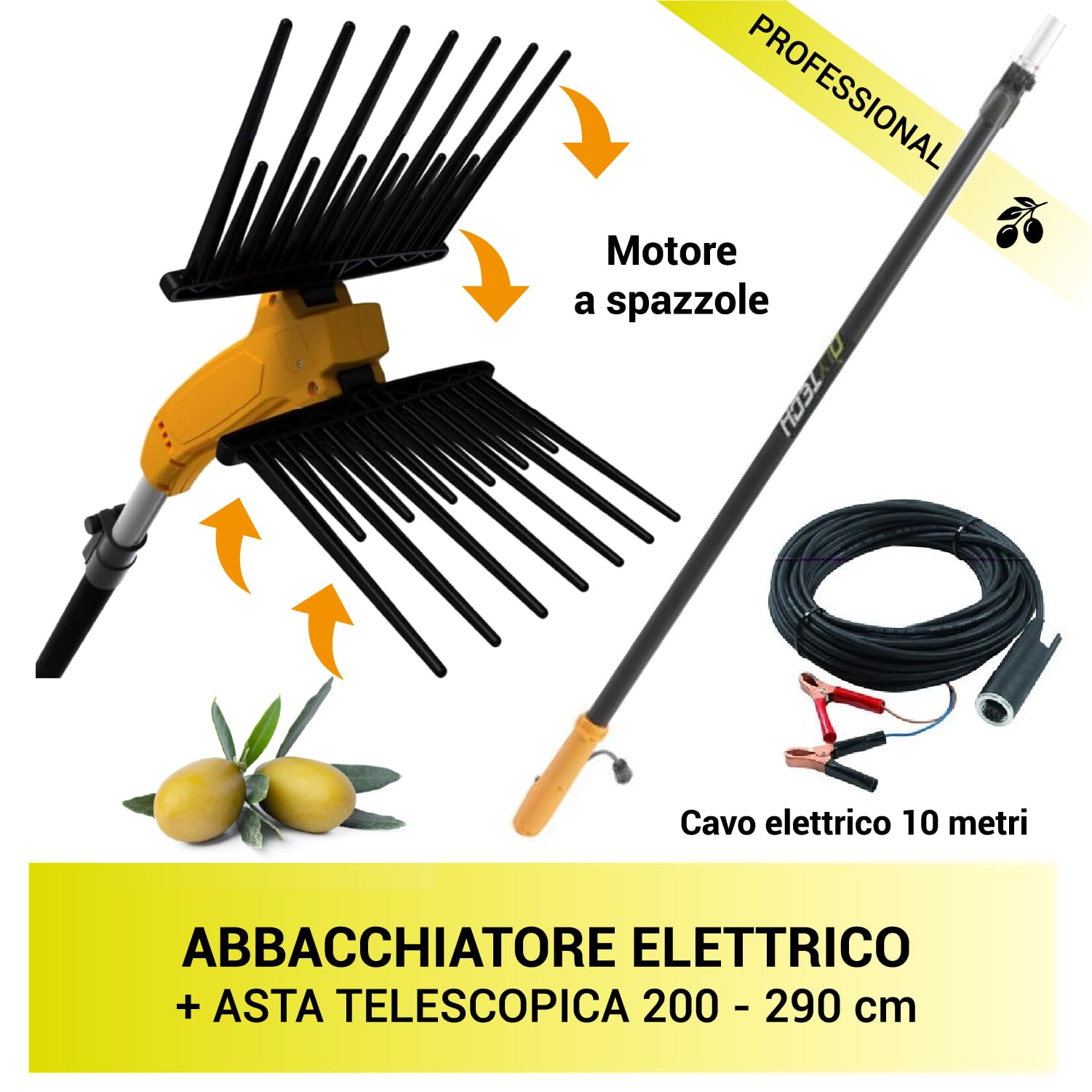 Crisalide® - Olytech Dualcomb 13 Scuotitore Raccogli Olive Abbacchiatore Scuotiolive a Batteria - Nero