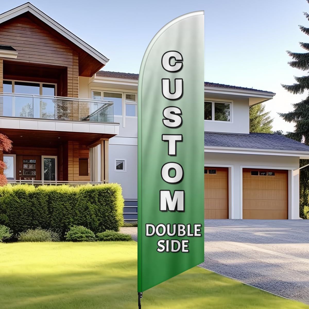 Custom Feather Flag for Business Bulk Personalized Advertising Feather Flag Customize Your Text Customized Business Logo Banners for Outside 31.5x133.8inch