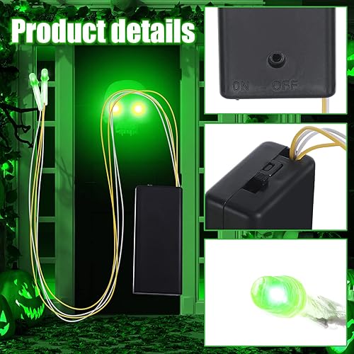 Miniatura 10 de Jutom 4 piezas de ojos láser rojos brillantes LED de Halloween para máscara de ojos claros con caja de batería, batería no incluida