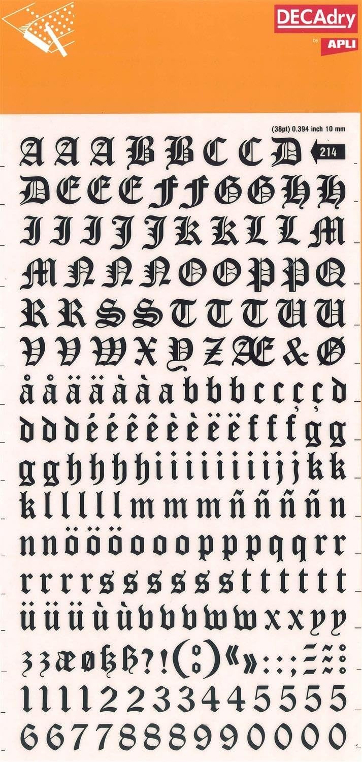 Decadry Transfers Letters And Numbers 1 Sheet Sdd214 F 10 Mm Black Amazon De Stationery Office Supplies