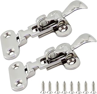 316 Stainless Steel Anti-Rattle Lockable Hatch Hold Down Clamp Latch, Marine Hatch Locker with Mounting Screws
