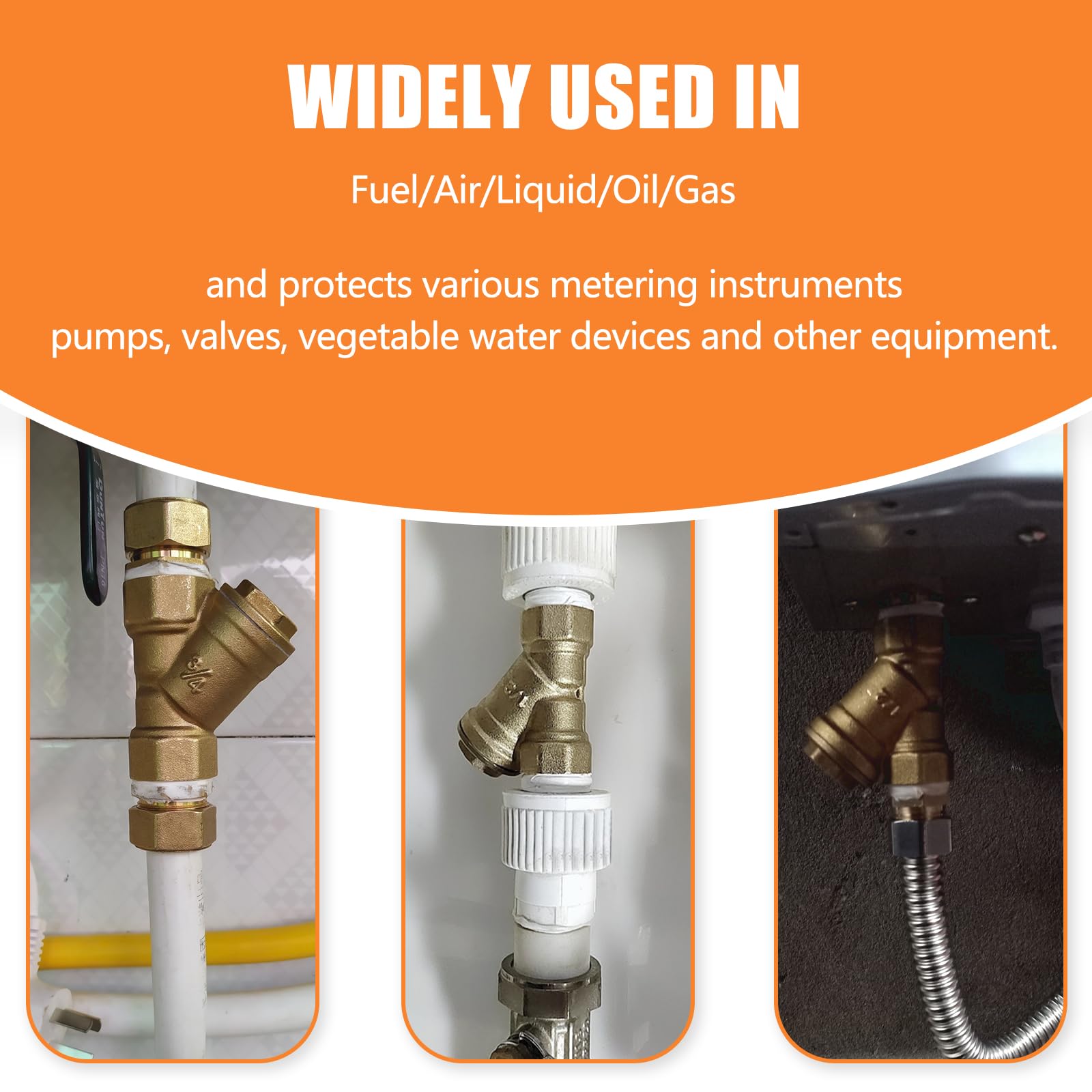 GASHER 2PCS Latón 1" Hembra Y Colador Malla Filtro Válvula para Separación Agua Aceite