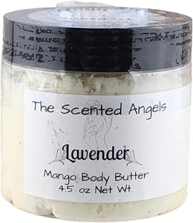 TSA Handmade Whipped Mango Lavender Body Butter Cream, Luxury Body Lotion for Dry Skin, Daily Moisturizing Shea Butter, Sunflower Oil, Mothers, Fathers, Women, Men, Teens, 4.5 oz Jar