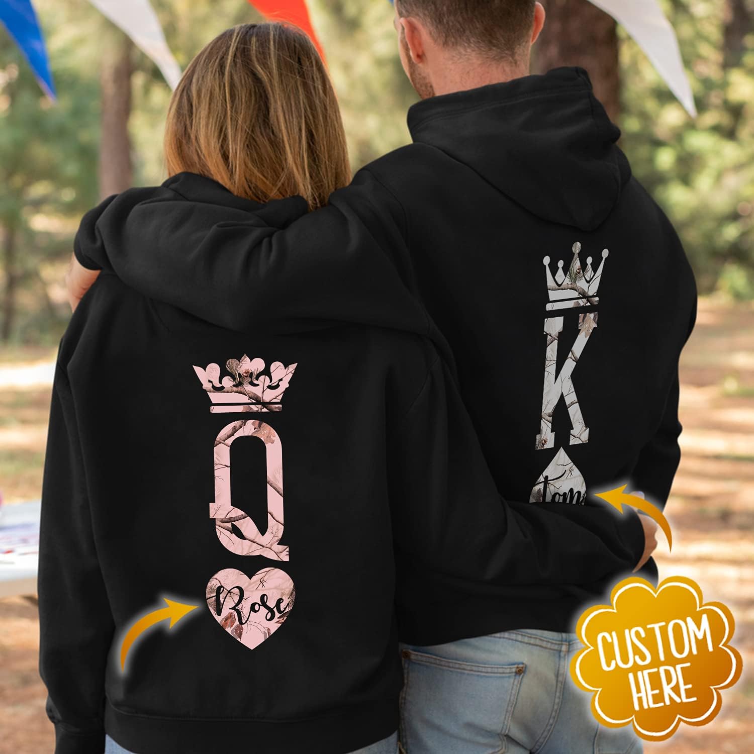 Miacanvas Personalized Matching Hoodies For Couples - Couples Hoodies King Queen Hoodie - Couple Valentine's Day Gifts… - Image 5