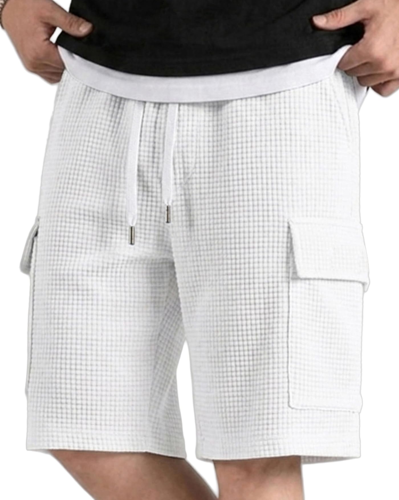 Men Solid Drawstring Waist Casual Knee Length Boxers ||Solid Men White Basic Boxers-picture-13