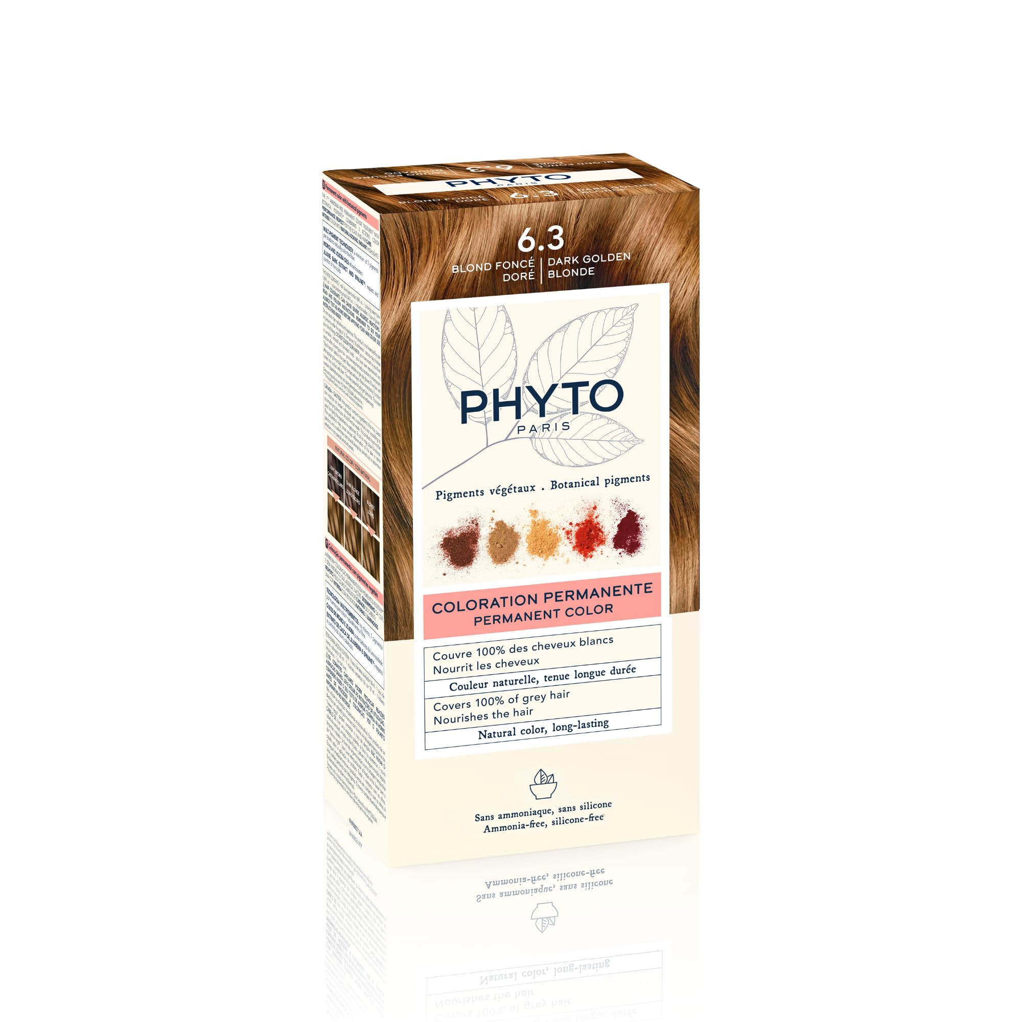 PHYTO Phytocolor Permanent Hair Color with Botanical Pigments, 100% Grey Hair Coverage, Ammonia-free, PPD-free, Resorcin-free, 0.42 oz