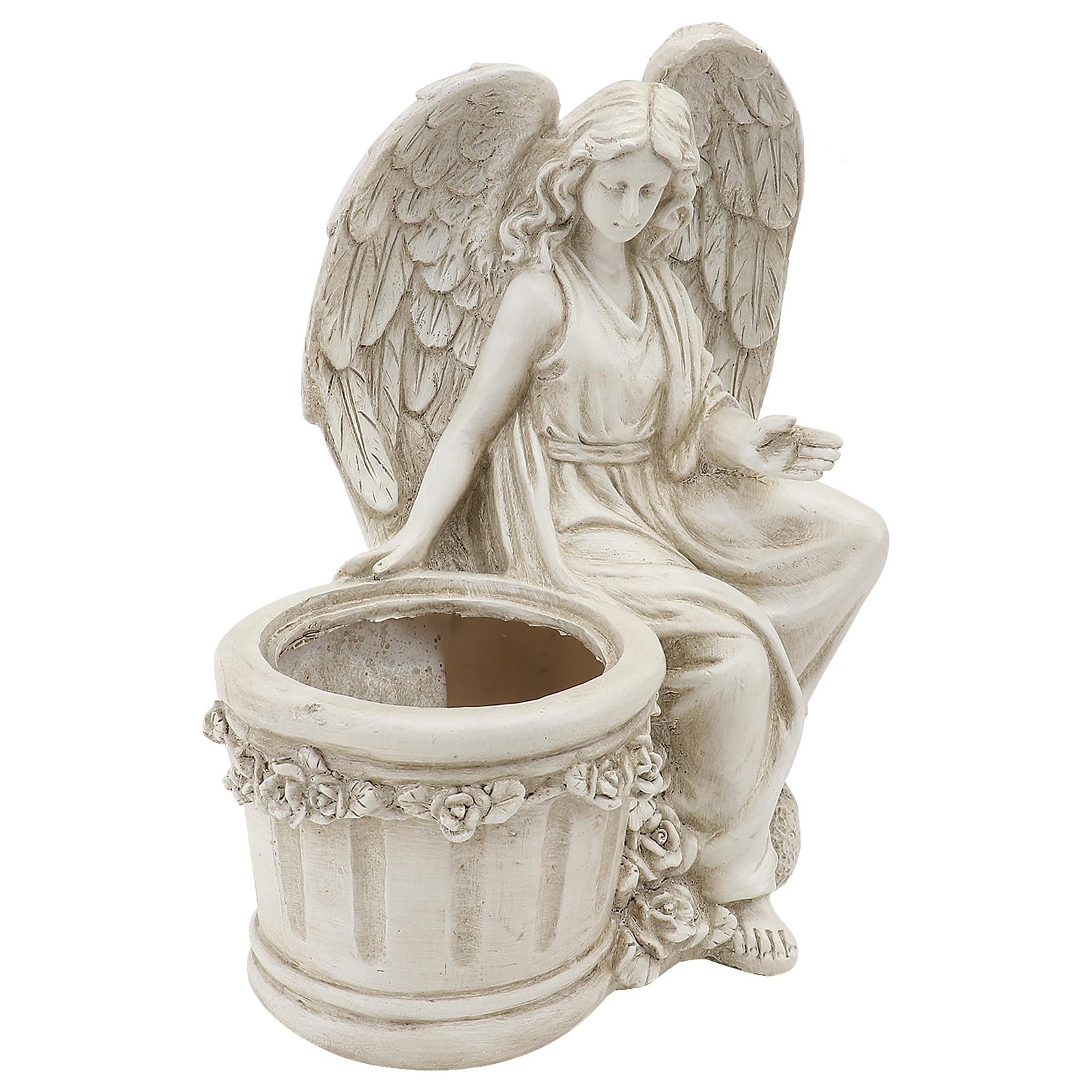 Décoration de Jardin Extérieur avec le pot de fleurs résine beige POPETPOP ange