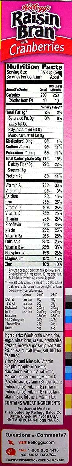 Kellogg's Raisin Bran with Cranberries - 13.5 oz (Pack of 2)