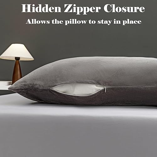 Miniatura 94 de TELUS 2 Pack Zippered Velvet Standard Pillowcases, Super Soft and Cozy Luxury Fuzzy Flannel Pillow Cases with Zipper, 20x26 Inches, Light Blue