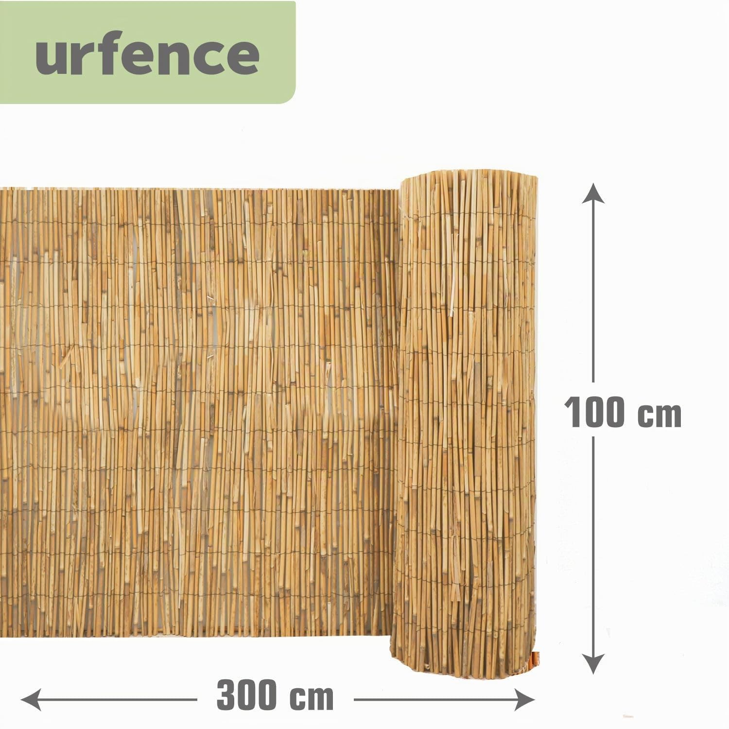 urfence 300 x 100 cm Estera Caña Natural - Malla Ocultacion Balcon Terraza - Valla Jardin Exterior - Protector Barandilla Piscina - Toldo Sombreo Decoracion Intimidad Cerramiento Privacidad Flexible
