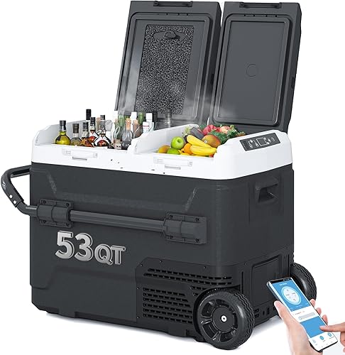 Miniatura 11 de TABU - Refrigerador portátil para automóvil de 38 cuartos de galón (35L), refrigerador de 12V de doble zona con congelador y enfriador con 12/24V DC