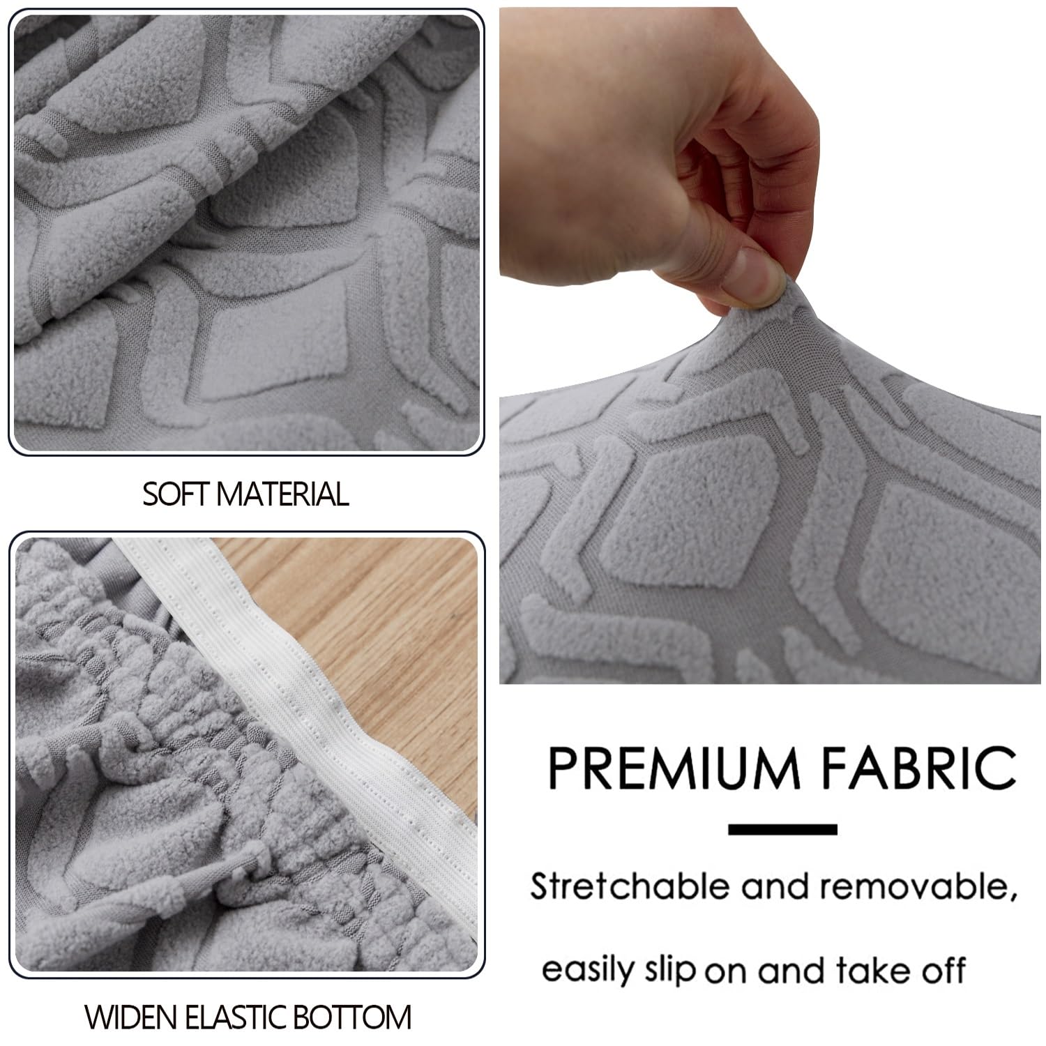 Fundas de Silla wingback Laterales elásticas con Brazos Inclinados, Protectores de Asiento de Acento tapizados Lavables extraíbles,Gris Claro B,2 Unidades