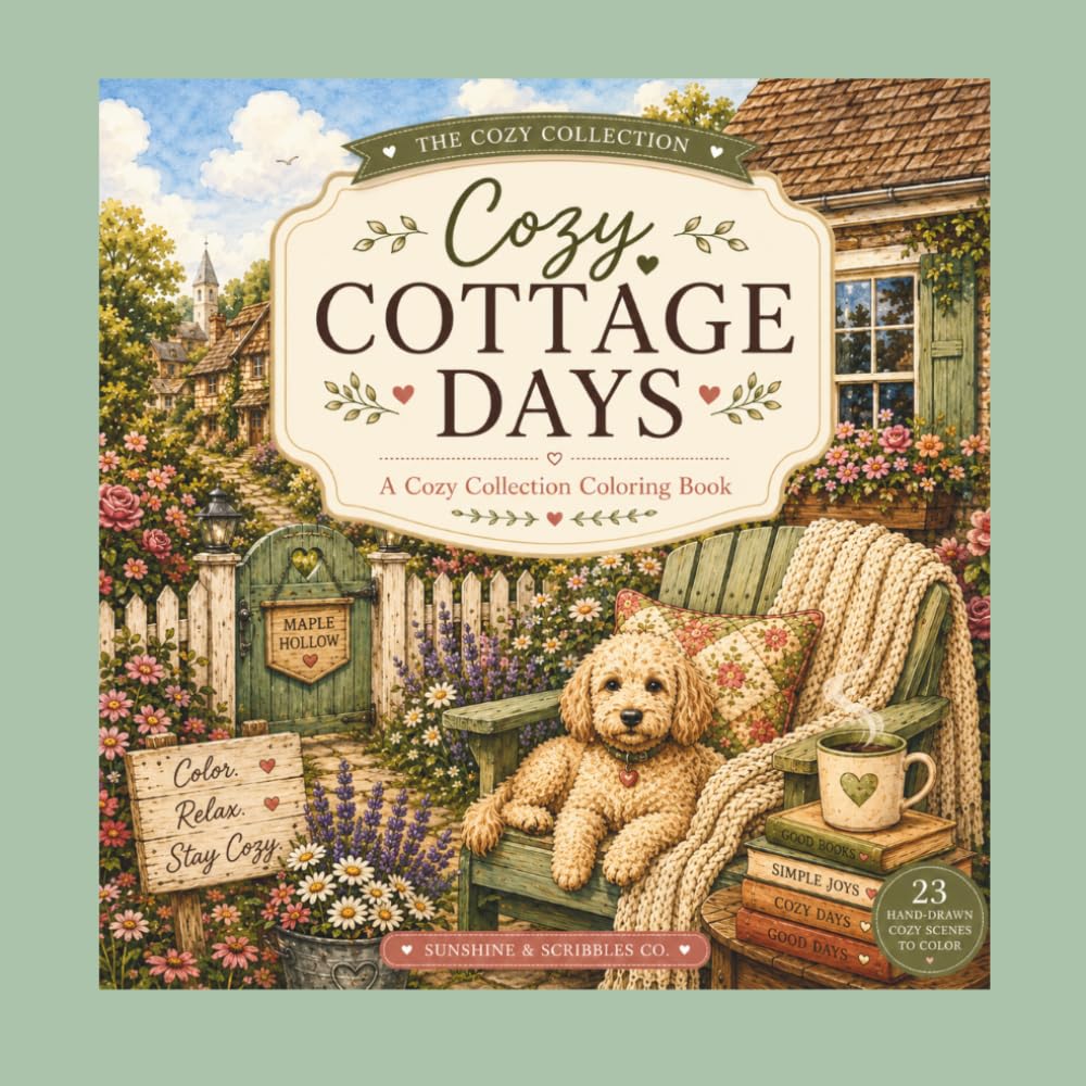 Cozy Cottage Days: A Cozy Collection Coloring Book Featuring Cozy Cottages, Gardens, Bookshops, Cafés & Relaxing Everyday Moments