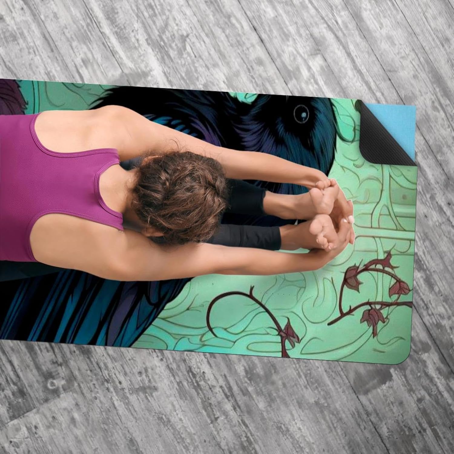 Yoga Towel, Black Crow Pattern Non Slip Sweat Absorbent Hot Yoga Mat Towel for Hot Yoga, Pilates and Fitness - 72.8" x 26.8"