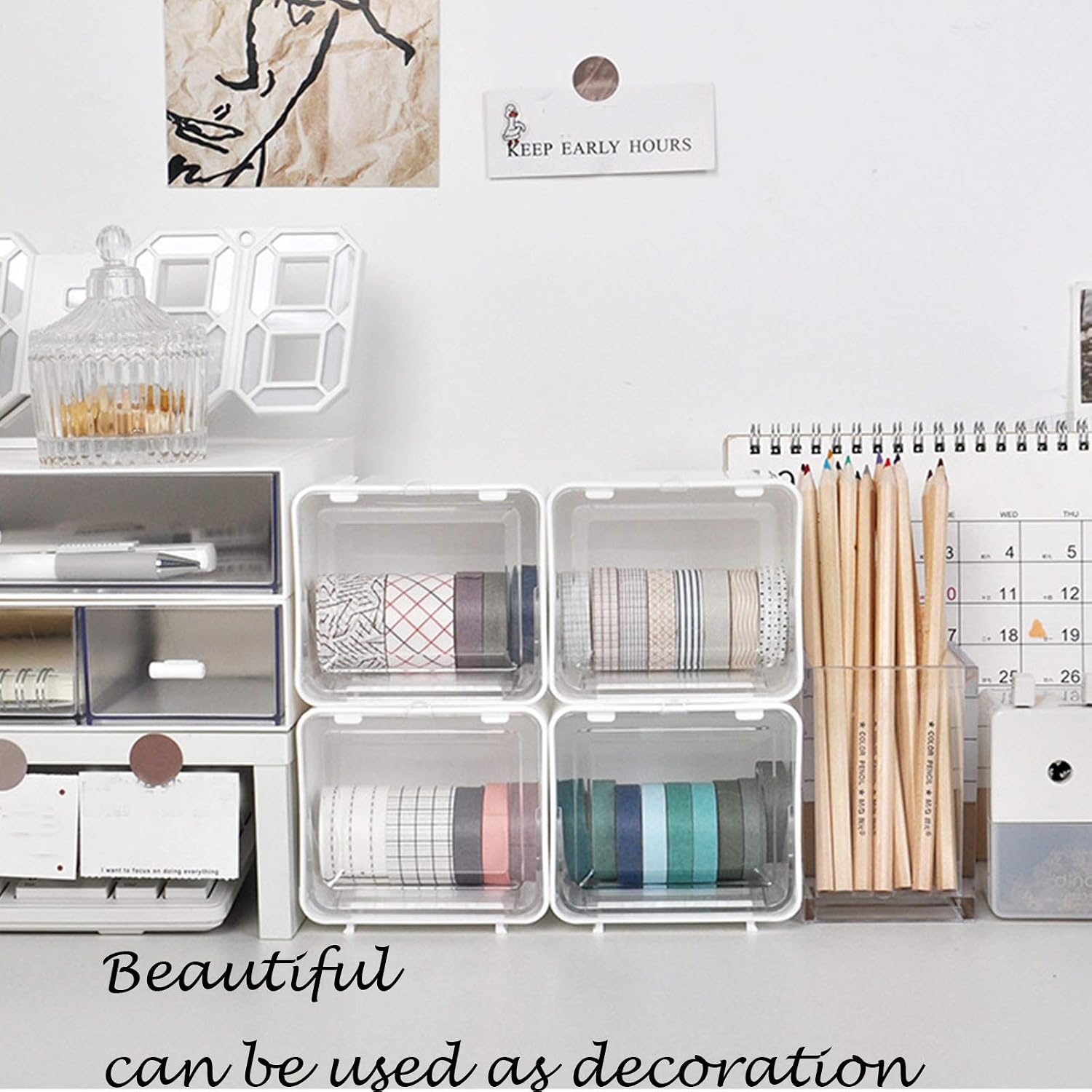 4 Packs Washi Tape Organizer, Mini Plastic Washi Tape Storage Box, Washi Tape Container, Roll Tape Holder