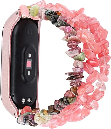 WAITAO Creative Beads Correa para Mi Band 6 5 4 Pulsera Mujer Miband 3 Correa de reloj de piedra natural hecha a mano lavanda (color de la correa