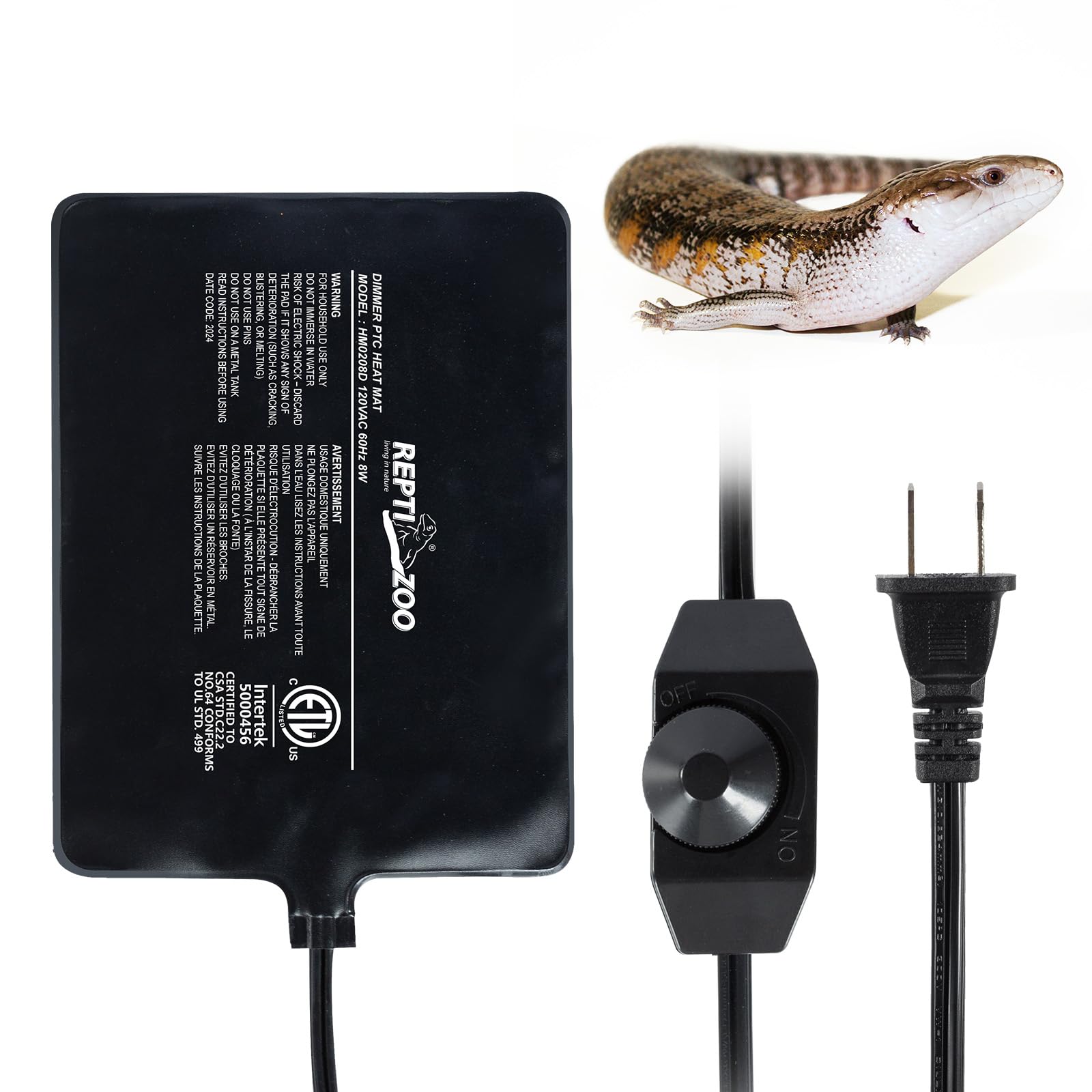 REPTI ZOO 6" X 8" Reptile Heat Pad Fast Heating Pad with Adjust Knob 8W Reptile Heat Mat for Turtles/Hermit Crabs/Bearded Dragons/Leopard Geckos/Snakes/Lizards, and Seed Germination