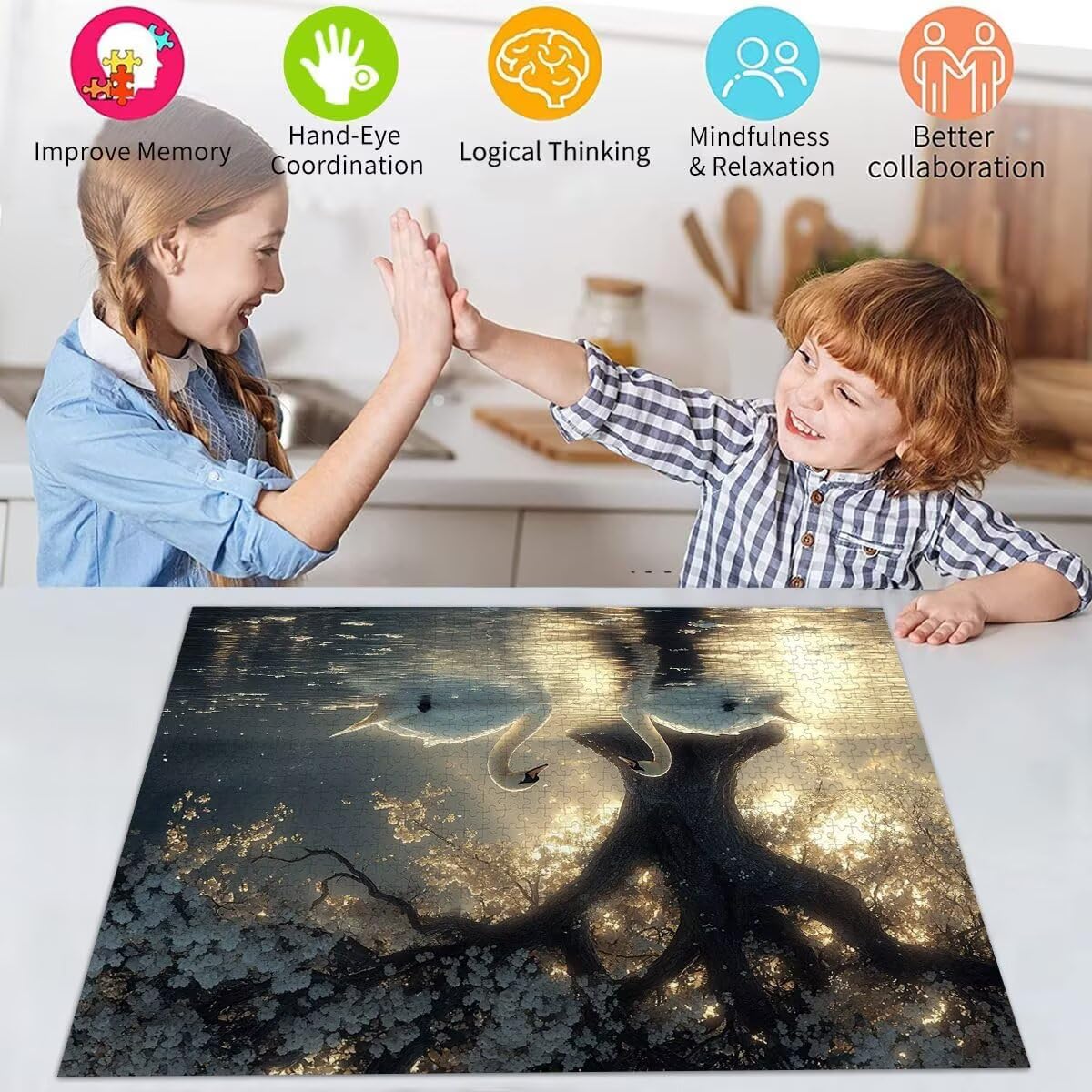 Puzzle Erwachsene 2000 Teile Schwan Tier Educa Jigsaw für Kinder ab 8 Jahren Mädchen Jungen, Erwachsene Impossible Klassische Puzzles Schwer, Anspruchsvoll Spielspaß, Als Geschenke 70x99cm t-938