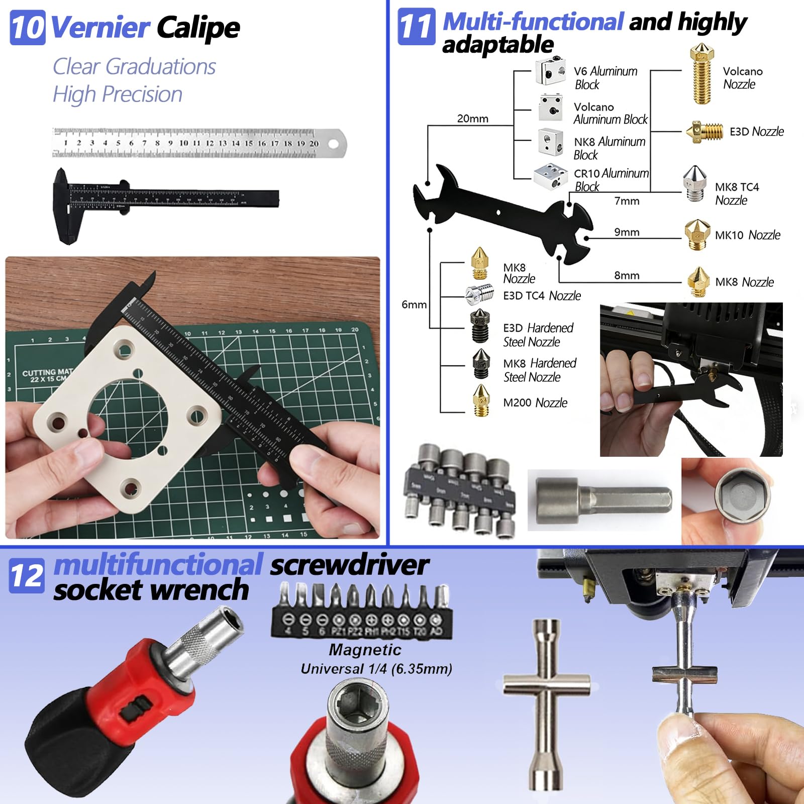 3D Printer Tool Set - 262 Pcs, Nozzle Kit & Grinder -6