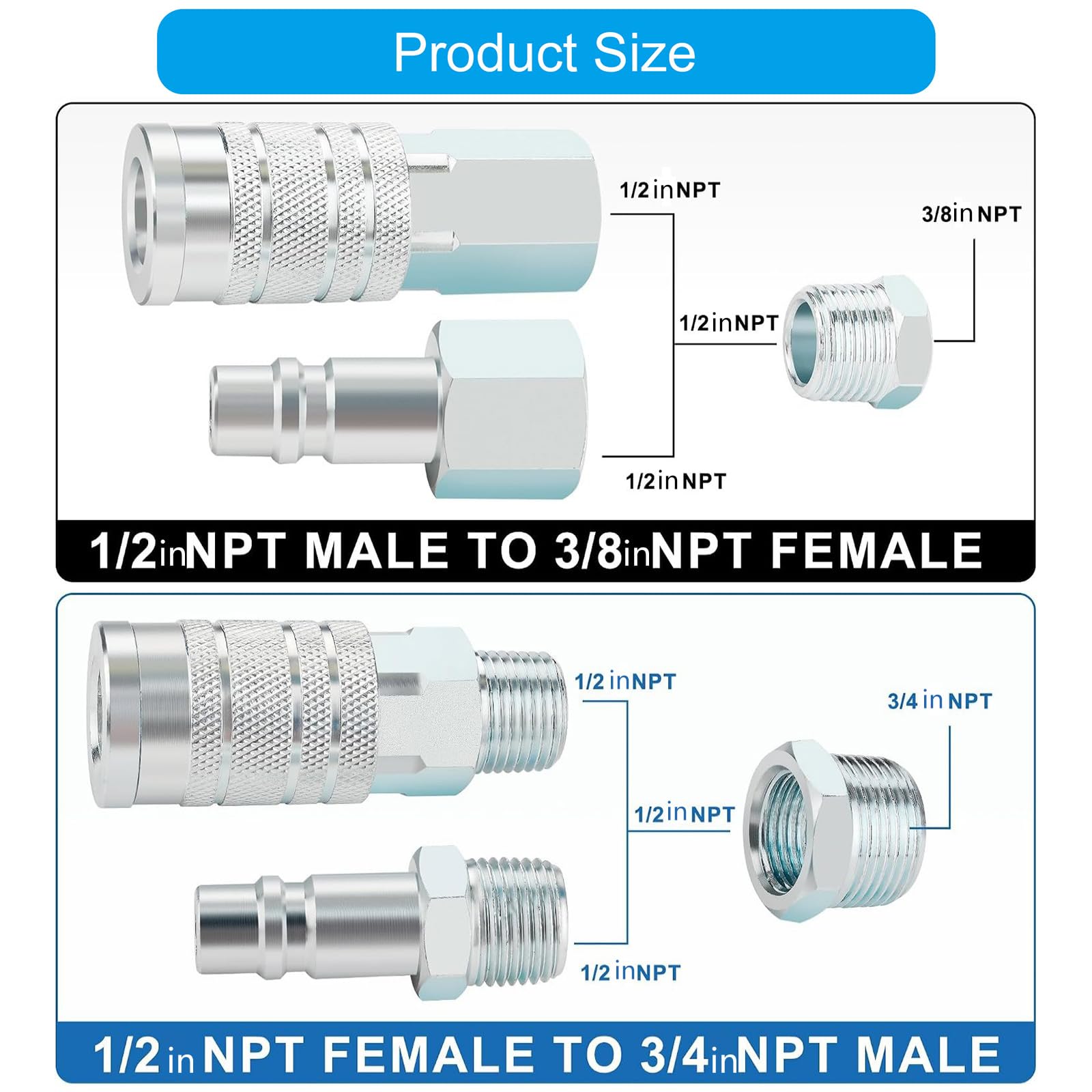 Luftleitungsanschlüsse, 10-teiliger pneumatischer Kupplungs