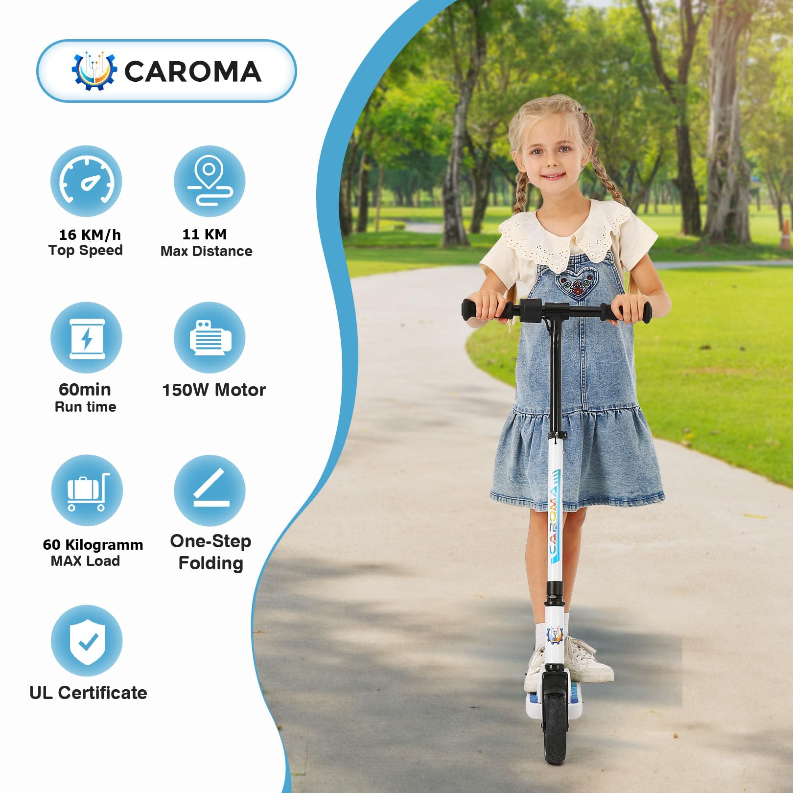 Patinete Eléctrico Para Niños 8-12 Años | Autonomía 6 Km, Velocidad 16 Km/h | Plegable Y Ligero (6,2 Kg) | Regalo Perfecto