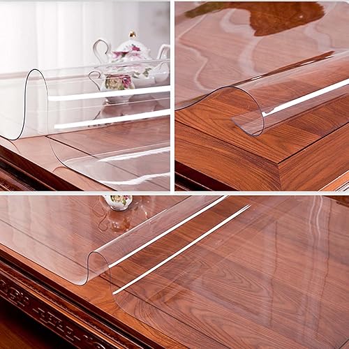 Miniatura 6 de Mantel transparente resistente de 35 x 63 pulgadas, mantel rectangular de plástico de vinilo, protector de mesa transparente, manteles transparentes