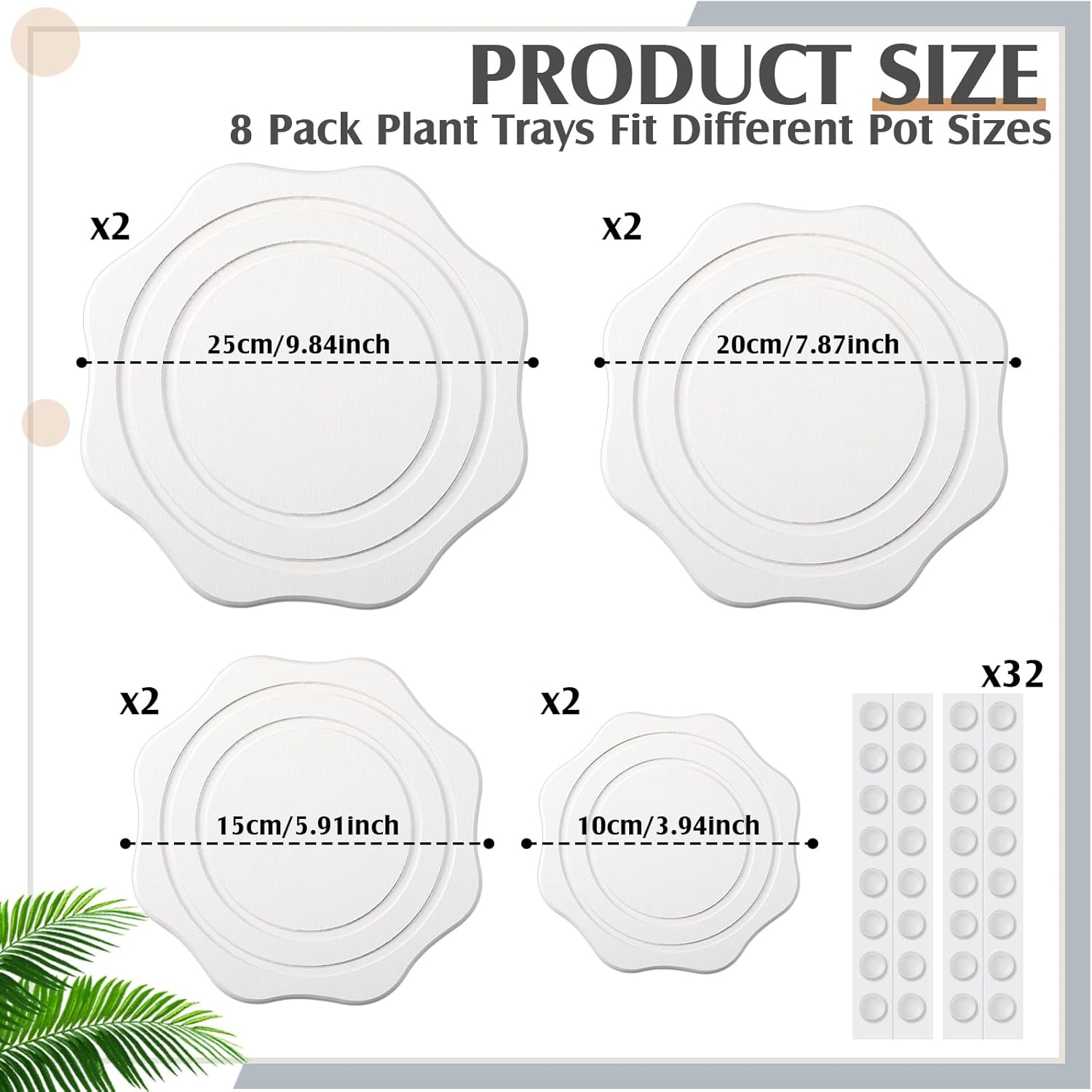 Gejoy 8 Pack Diatomaceous Earth Plant Saucers 4/6/8/10 Inch Stone Plant Tray Instant Dry Water Absorbent Diatomite Coasters for Planter Drainage Plates to Catch Water