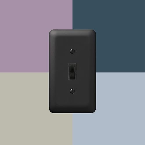 Miniatura 5 de Amerelle 935RDBK Devon - Placa de pared, 1 balancín  1 salida dúplex, acero, negro, paquete de 1