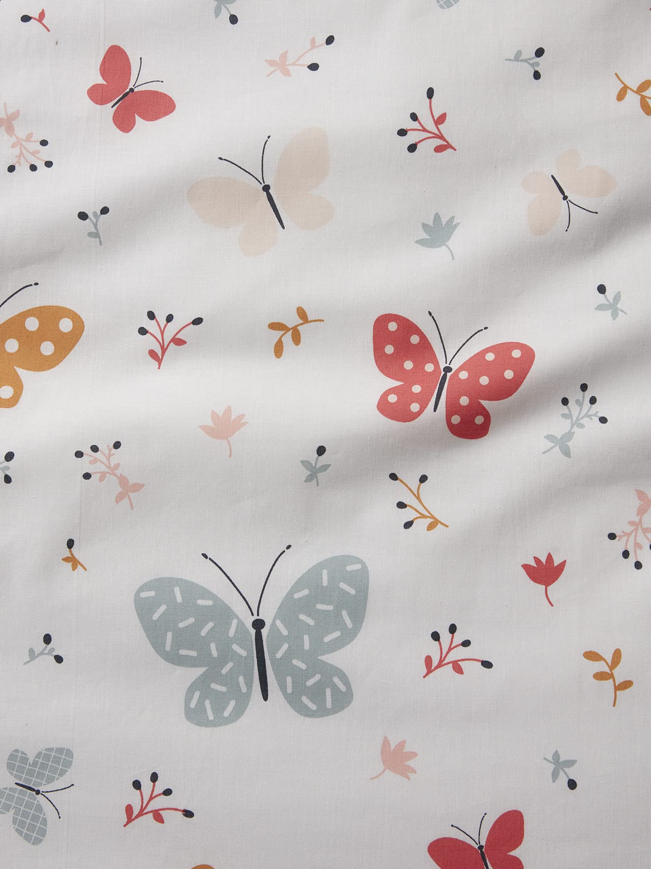 VERTBAUDET Parure Housse de Couette + taie d'oreiller Enfant Papillons Rose 140X200 50X75