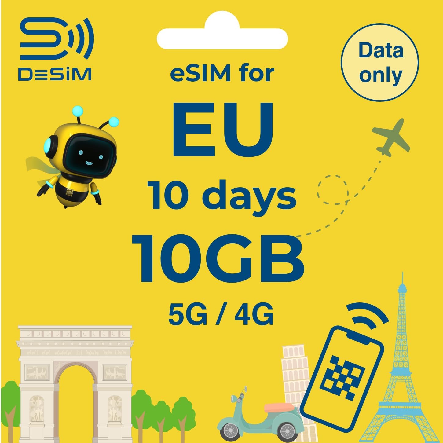 Europe eSIM 30 Days Unlimited | Data ONLY | High-Speed Unlimited Data（30Days） Use in France, UK, Italy &37Countries, QR Cord Easy Activation, Tethering, No Voice/SMS,for Europe Travel