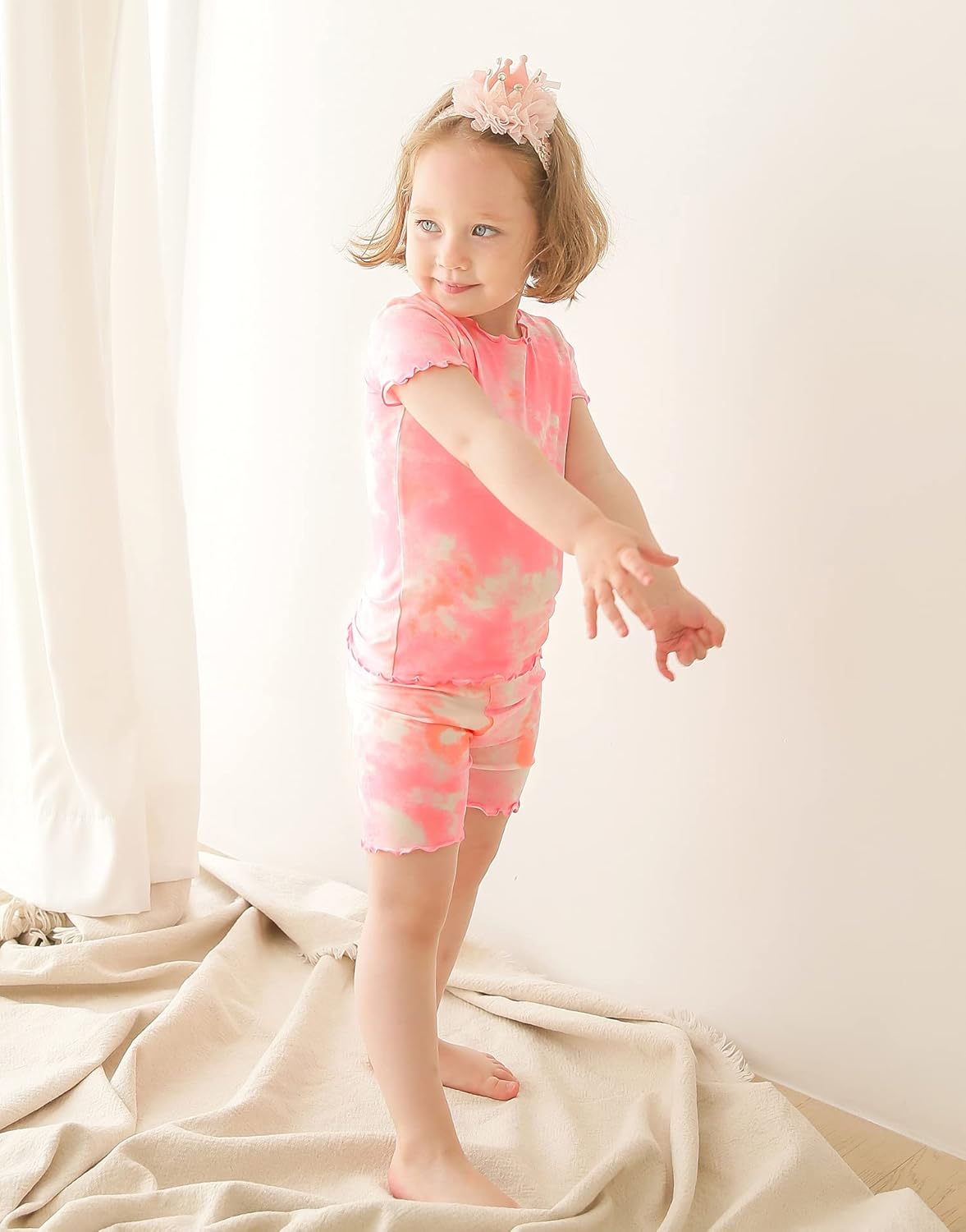 VAENAIT BABY Infant Toddler Kids Junior Soft Bamboo Pajamas Tie Dye Short Summer Pjs 2pcs Set 6M-12Y - Image 3