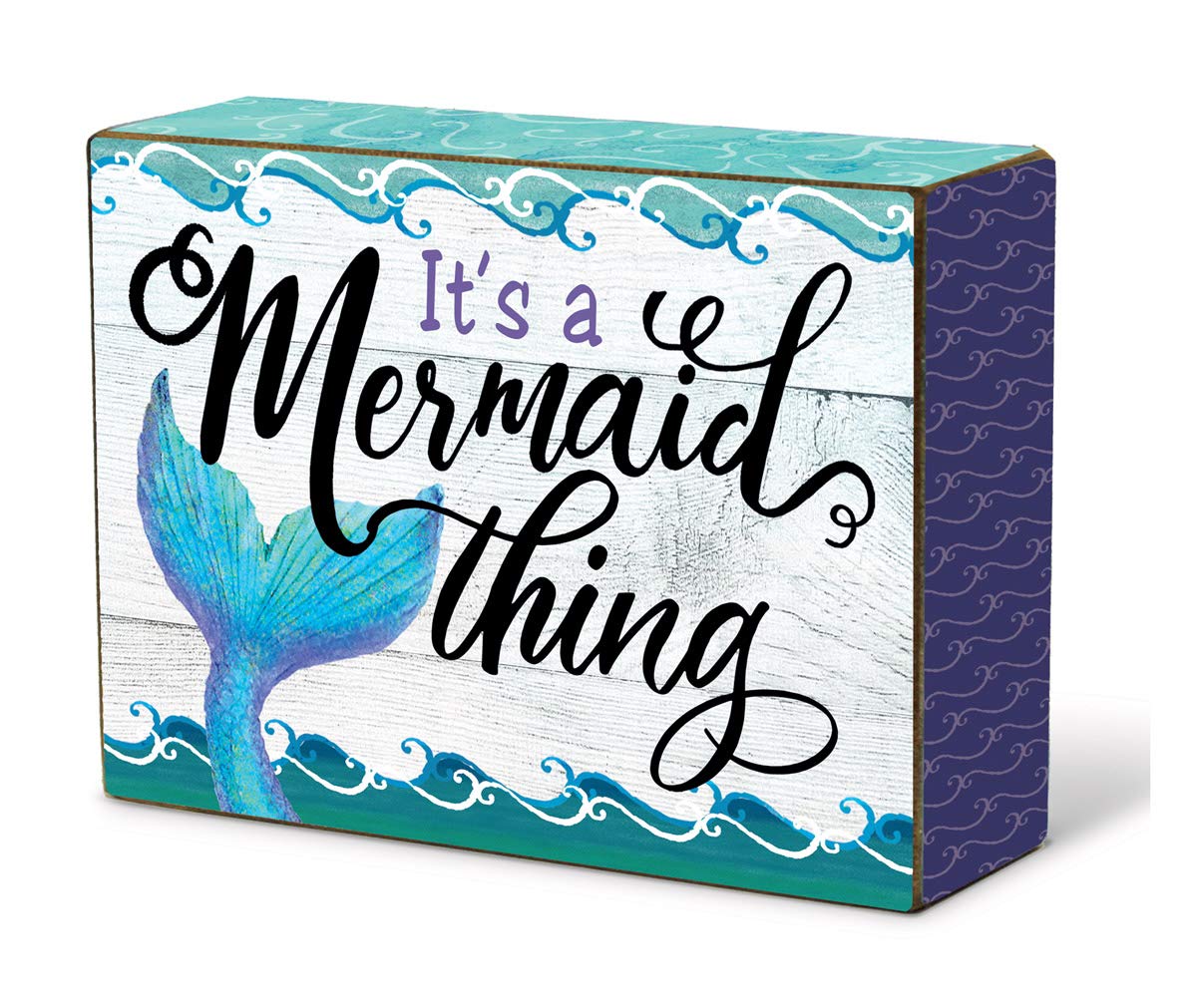 Divinity Boutique It's A Mermaid Thing Teal and Purple 6 x 4.75 Wooden Decorative Tabletop Sign