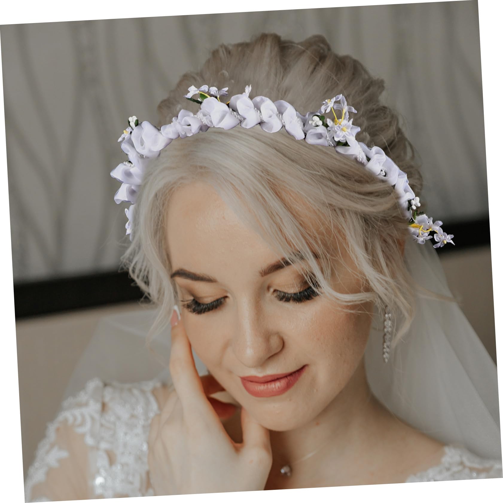 VICASKY 5 Pezzi Sposa con Fascia con Fiori Artificiali Accessorio per Matrimonio e Stabile per e Foto